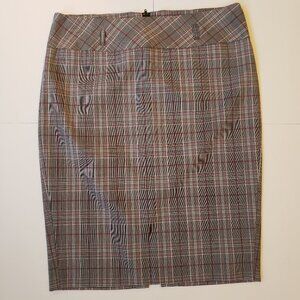 XXJ Stretch Plaid Knee Length Mid Rise Straight Pencil Skirt